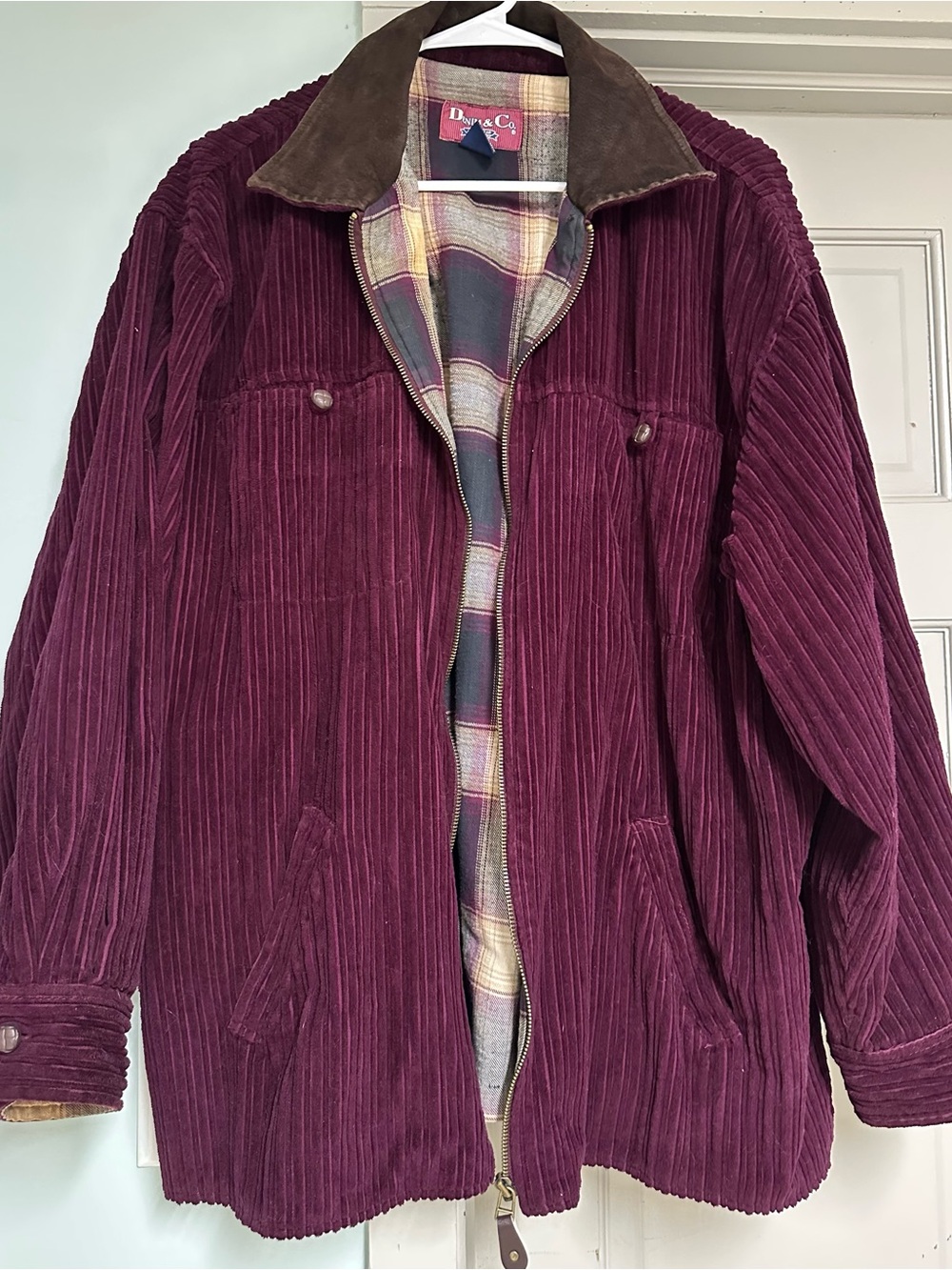 Brandon Thomas Women’s M Burgundy Corduroy Vest Brown Suede Collar Vintage